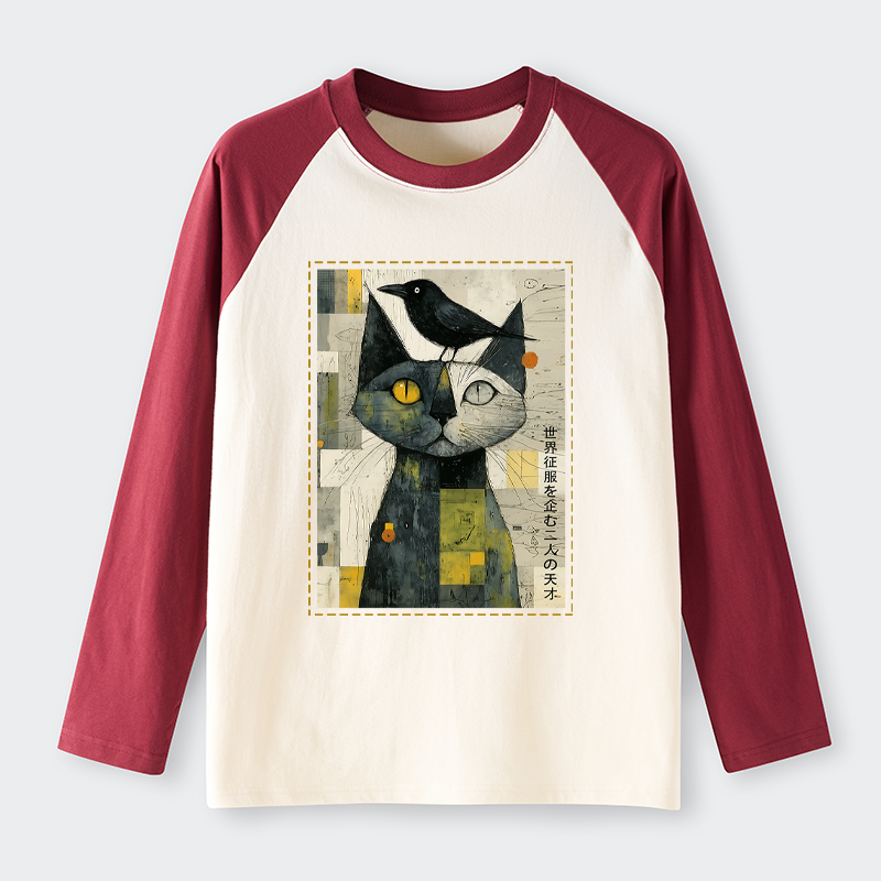 Tokyo-Tiger The Cat And The Crow Are Planning To Rule The World Raglan Long Sleeve T-shirt