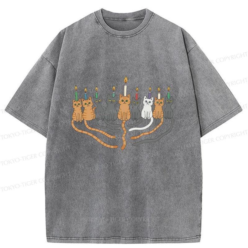 Tokyo-Tiger Hanukkah Cat Washed T-Shirt