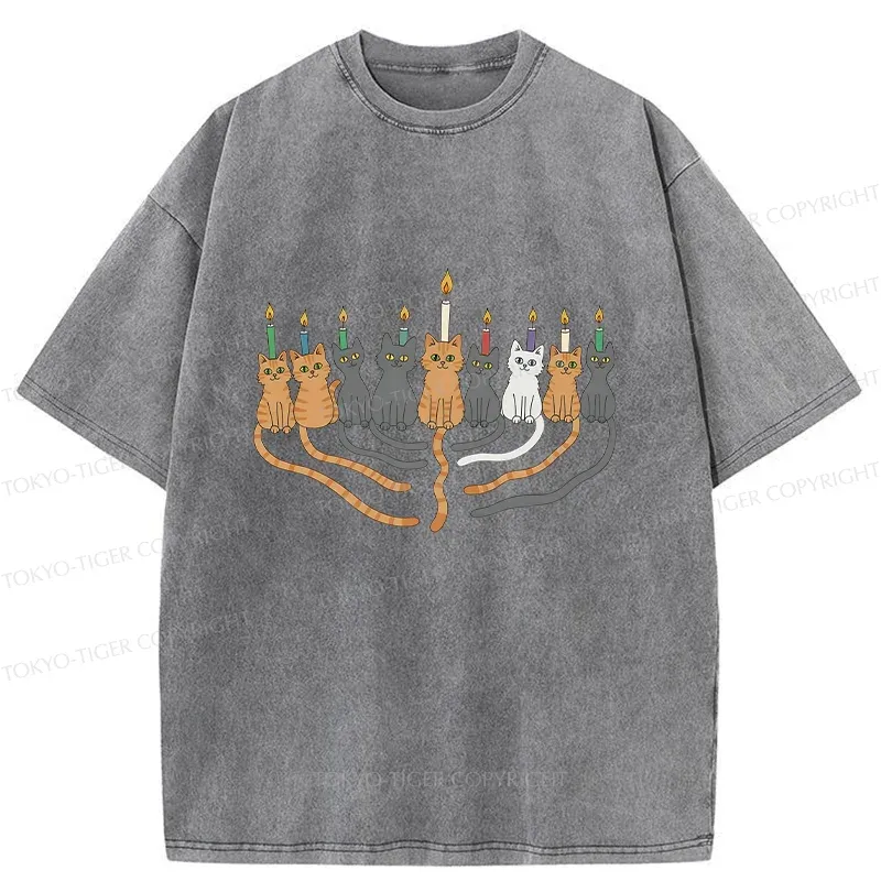 Tokyo-Tiger Hanukkah Cat Washed T-Shirt