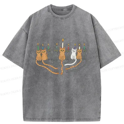 Tokyo-Tiger Hanukkah Cat Washed T-Shirt