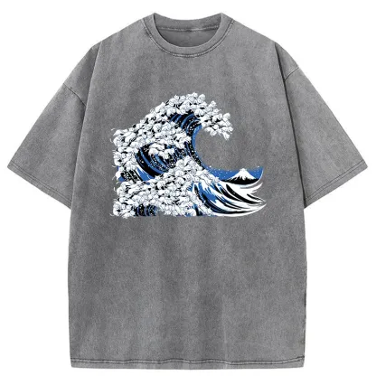 Tokyo-Tiger Japanese Cat Wave Washed T-Shirt