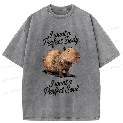 Tokyo-Tiger Capybaras Want Perfection Washed T-Shirt
