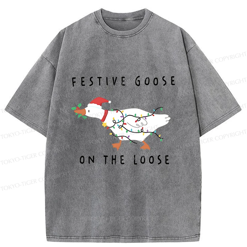 Tokyo-Tiger Stupid Goose Christmas Washed T-Shirt