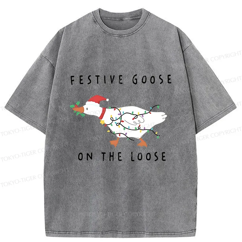 Tokyo-Tiger Stupid Goose Christmas Washed T-Shirt