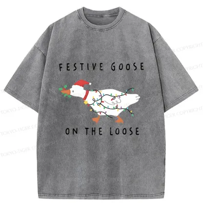 Tokyo-Tiger Stupid Goose Christmas Washed T-Shirt