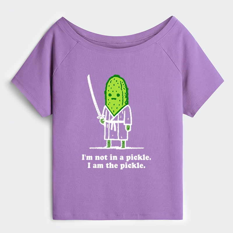 Tokyo-Tiger Funny Cucumber Samurai Off Shoulder T-Shirt