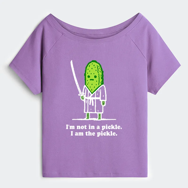 Tokyo-Tiger Funny Cucumber Samurai Off Shoulder T-Shirt