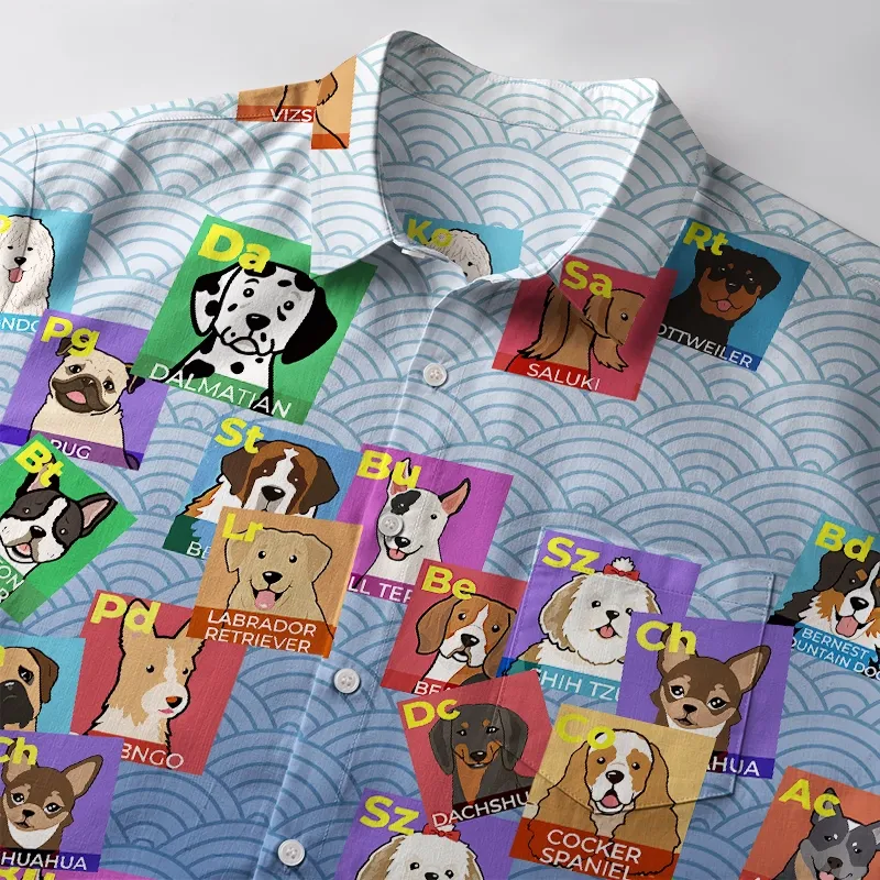 Tokyo-Tiger Funny Dog Elements Japanese Button-up Shirt