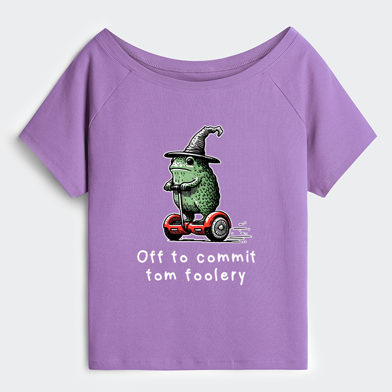 Tokyo-Tiger Frog Riding A Balance Scooter Off Shoulder T-Shirt