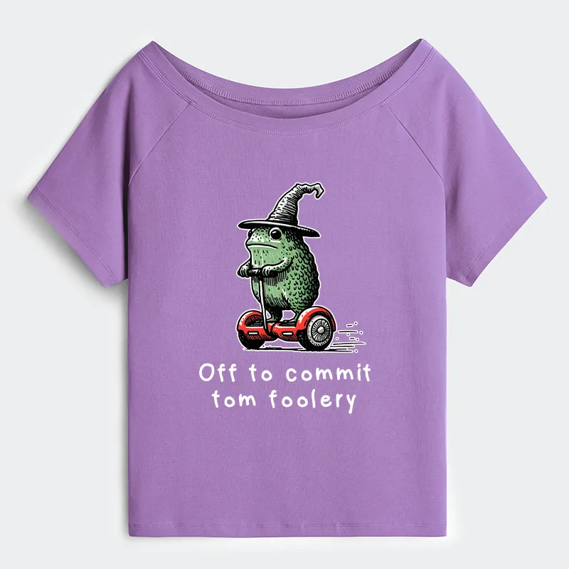 Tokyo-Tiger Frog Riding A Balance Scooter Off Shoulder T-Shirt