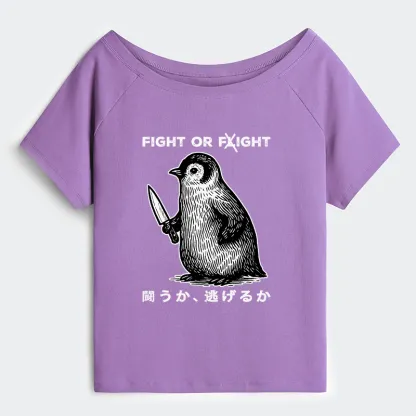 Tokyo-Tiger Funny Fight Or Flight Off Shoulder T-Shirt