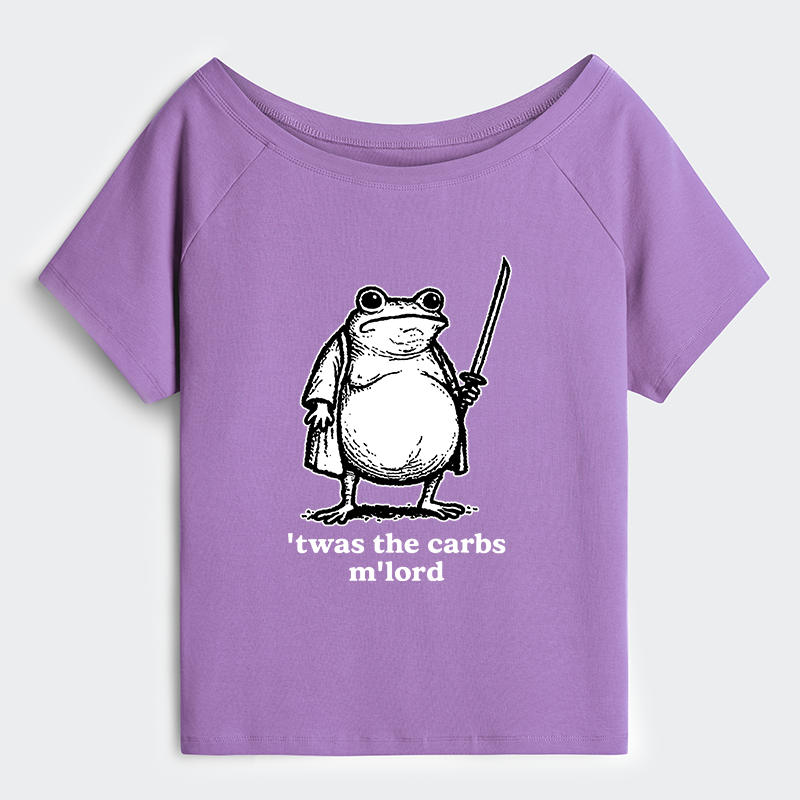 Tokyo-Tiger Funny Fat Samurai Frog Off Shoulder T-Shirt