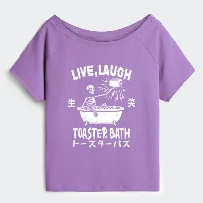 Tokyo-Tiger Funny Electric Shock Skeleton Off Shoulder T-Shirt