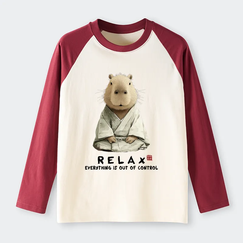 Tokyo-Tiger Zen Capybara：Relax, It's All Chaos Raglan Long Sleeve T-shirt