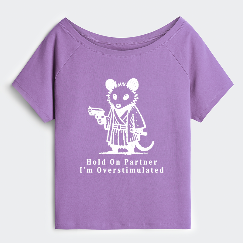 Tokyo-Tiger Funny Possum Samurai Off Shoulder T-Shirt