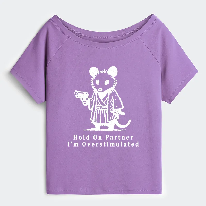 Tokyo-Tiger Funny Possum Samurai Off Shoulder T-Shirt