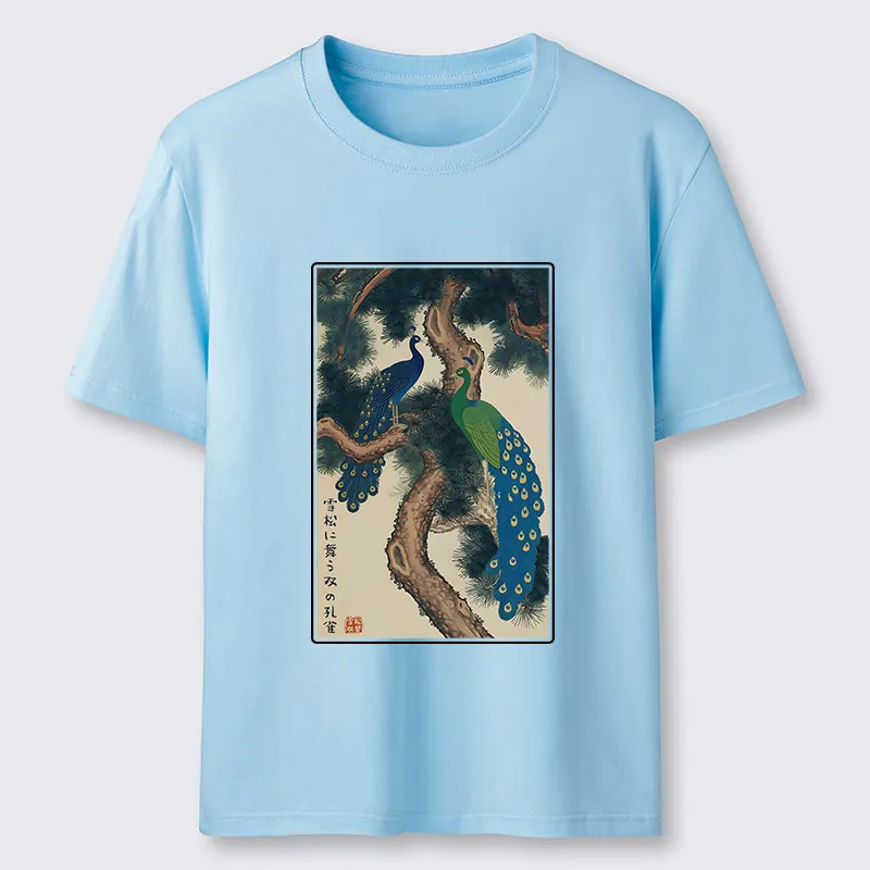 Tokyo-Tiger Peacocks in Snowy Pines Classic T-Shirt