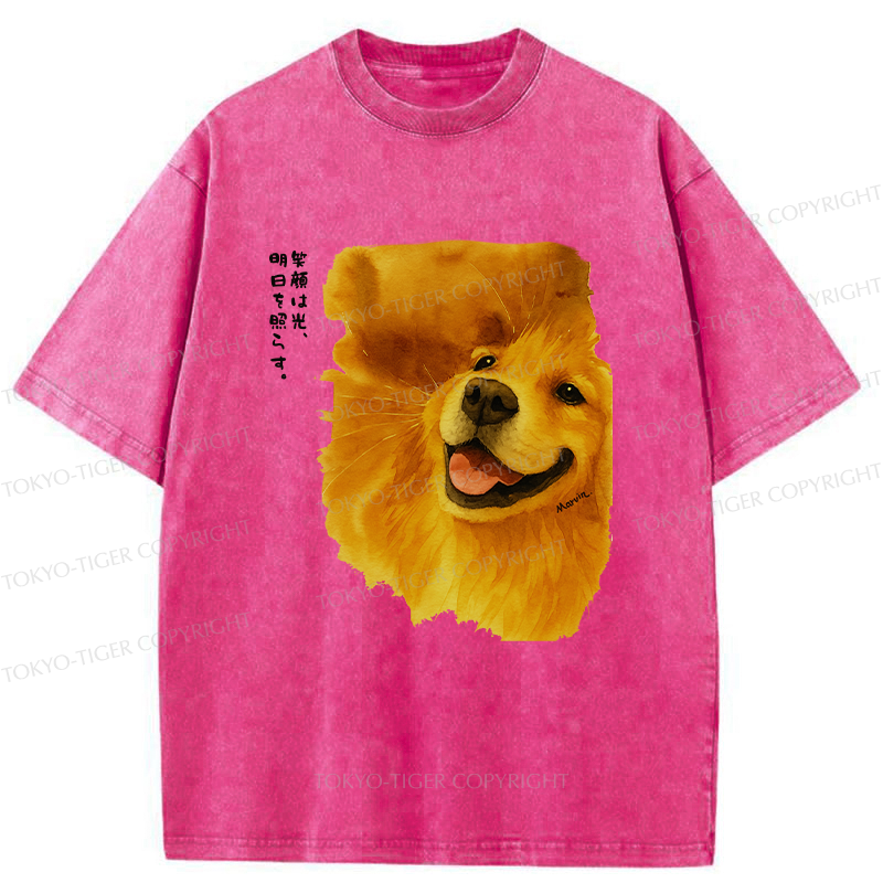 Tokyo-Tiger Smiling Golden Retriever Washed T-Shirt