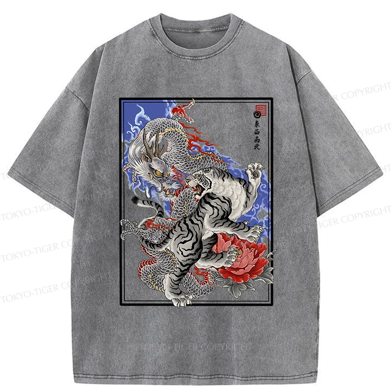 Tokyo-Tiger Dragon And Tiger Washed T-Shirt