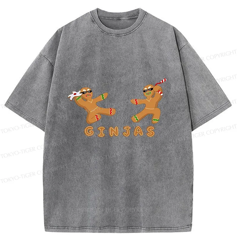 Tokyo-Tiger Gingerbread Ninja Washed T-Shirt