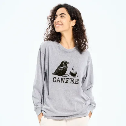 Tokyo-Tiger Cawfee Funny Japan Meme Washed Long Sleeve T-Shirt