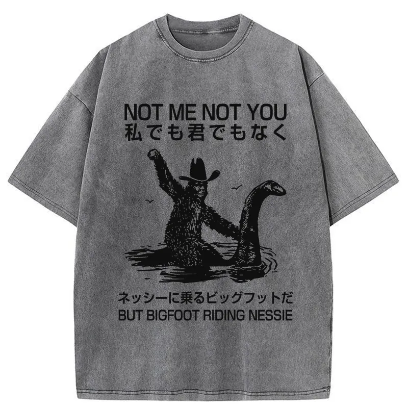 Tokyo-Tiger Bigfoot Riding Nessie Washed T-Shirt