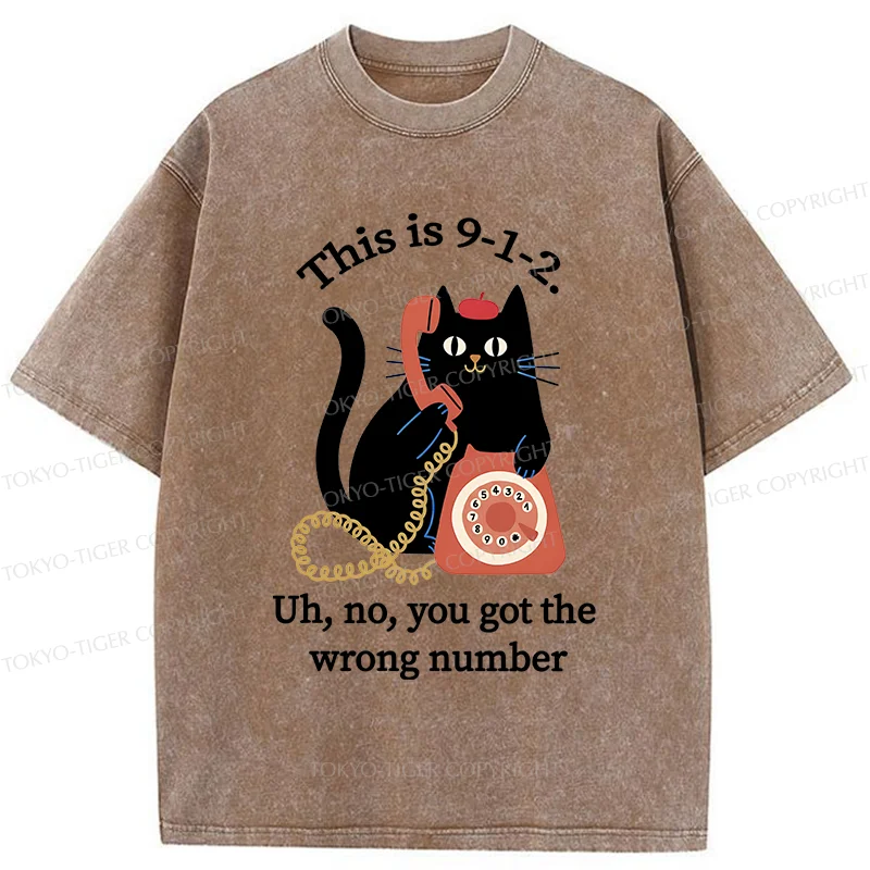 Tokyo-Tiger Cat Makes A Phone Call Washed T-Shirt