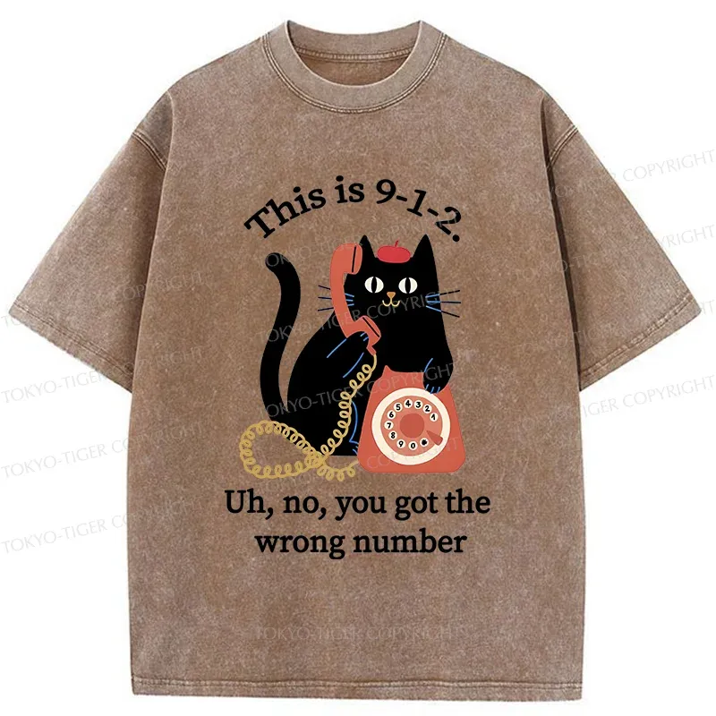 Tokyo-Tiger Cat Makes A Phone Call Washed T-Shirt