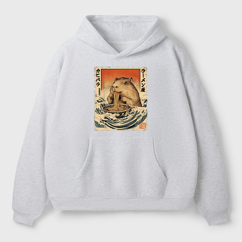Tokyo-Tiger Hamster Eating Ramen Fleece Hoodie