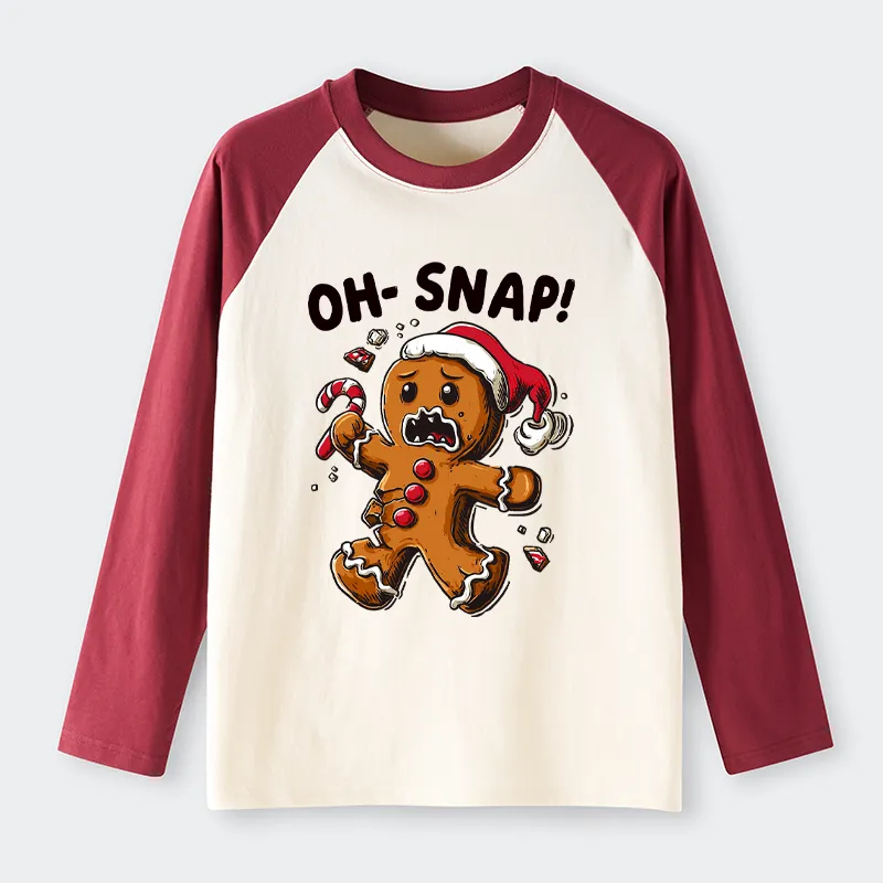 Tokyo-Tiger Oh Snap The Gingerbread Man's Christmas Chaos Raglan Long Sleeve T-shirt