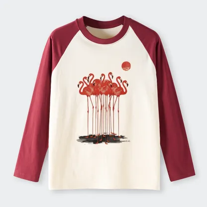 Tokyo-Tiger Flamingos at Dusk Raglan Long Sleeve T-shirt