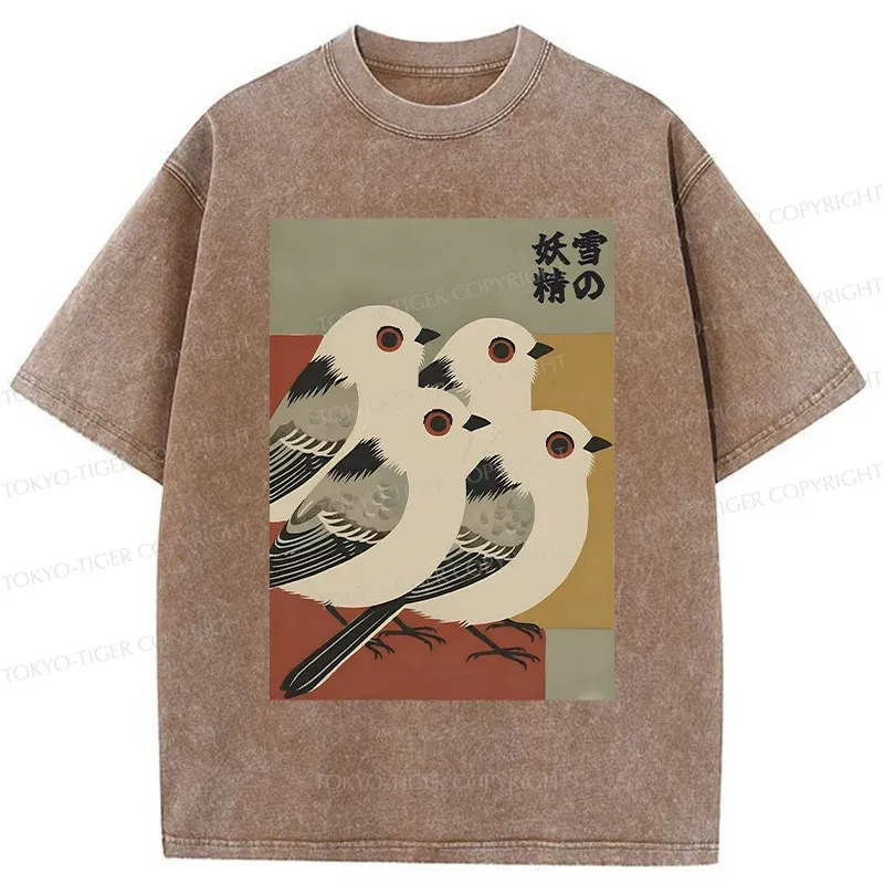 Tokyo-Tiger Aegithalos Caudatus Japonicus Washed T-Shirt