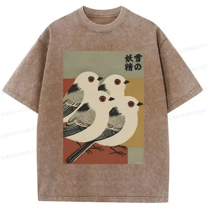 Tokyo-Tiger Aegithalos Caudatus Japonicus Washed T-Shirt
