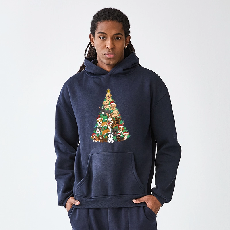 Tokyo-Tiger Christmas Tree Dog Funny Aldult Fleece Hoodie