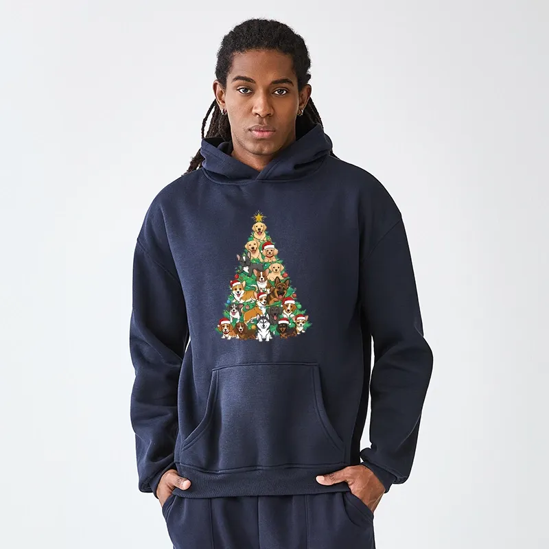 Tokyo-Tiger Christmas Tree Dog Funny Aldult Fleece Hoodie