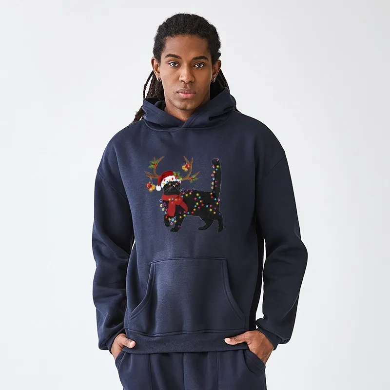 Tokyo-Tiger Christmas Black Cat Aldult Fleece Hoodie