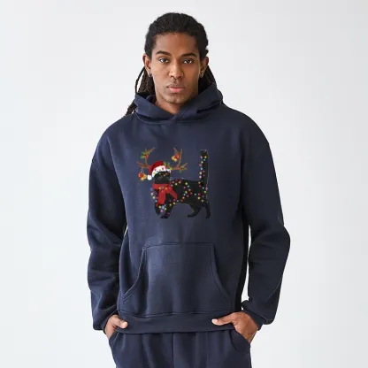 Tokyo-Tiger Christmas Black Cat Aldult Fleece Hoodie
