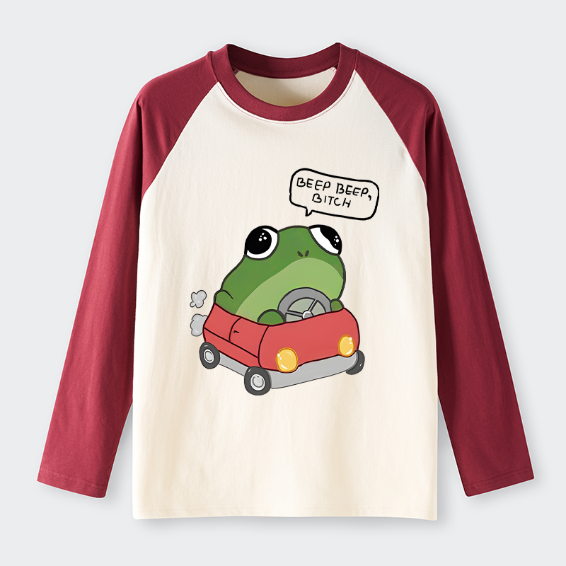 Tokyo-Tiger Frog Driving Raglan Long Sleeve T-shirt