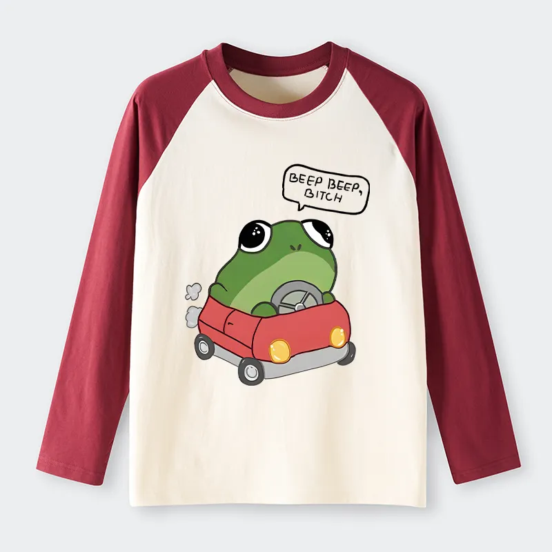 Tokyo-Tiger Frog Driving Raglan Long Sleeve T-shirt