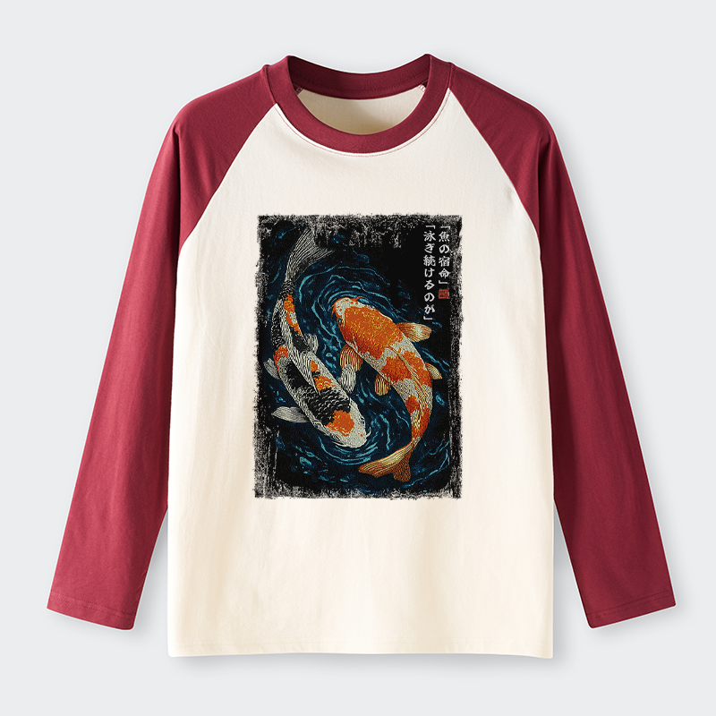Tokyo-Tiger Eternal Currents: The Life Of A Fish Raglan Long Sleeve T-shirt