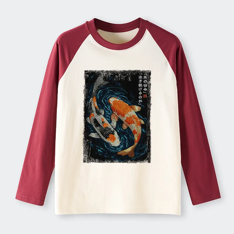 Tokyo-Tiger Eternal Currents: The Life Of A Fish Raglan Long Sleeve T-shirt