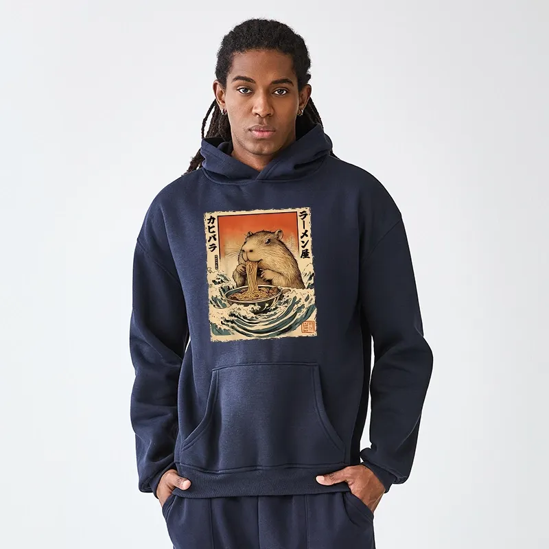 Tokyo-Tiger Hamster Eating Ramen Aldult Fleece Hoodie