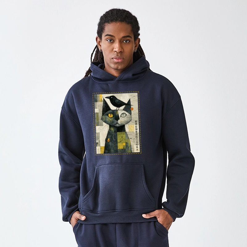 Tokyo-Tiger The Cat And The Crow Are Planning To Rule The World Aldult Fleece Hoodie