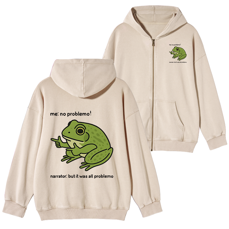 Tokyo-Tiger Stupid Frog Meme Washed Zip Hoodie