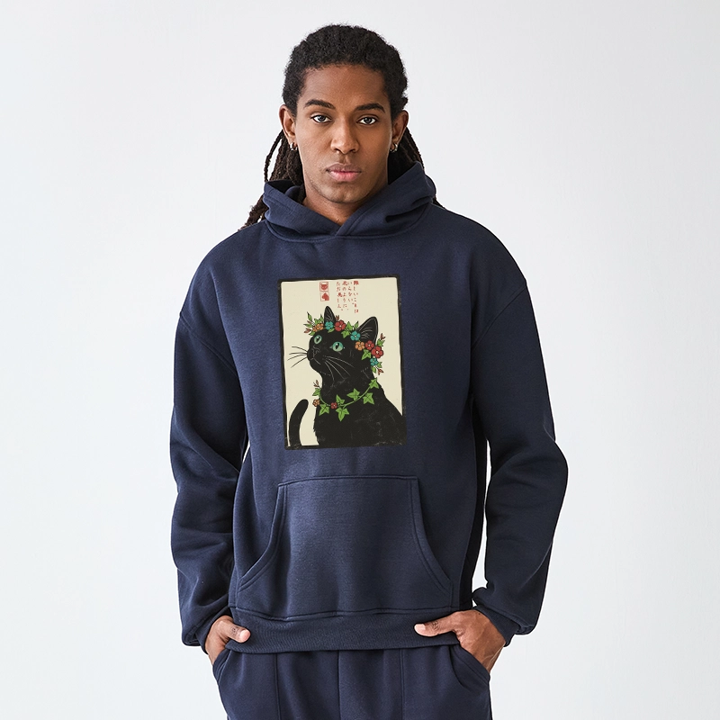 Tokyo-Tiger The Flower-Crowned Cat Aldult Fleece Hoodie