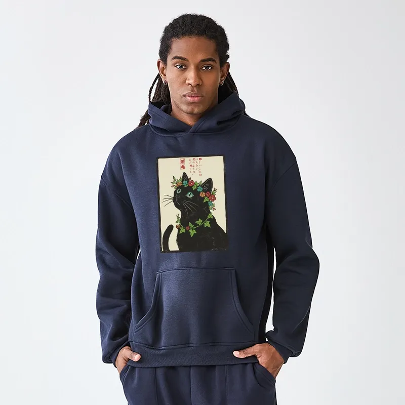 Tokyo-Tiger The Flower-Crowned Cat Aldult Fleece Hoodie