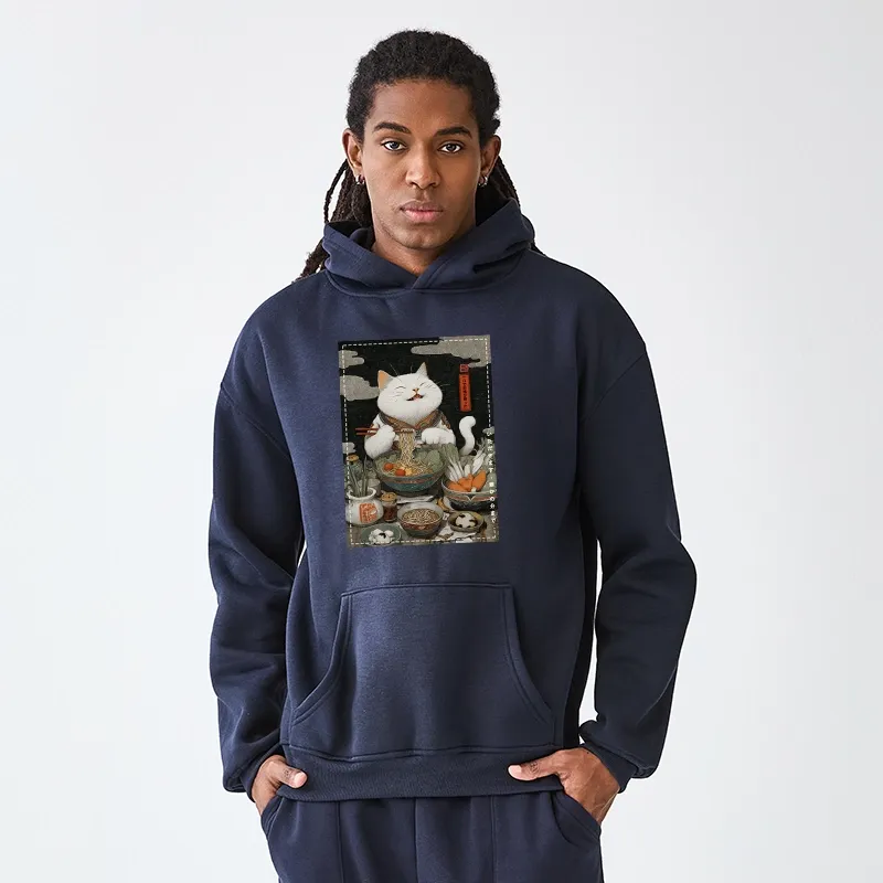 Tokyo-Tiger The Ramen-Loving Cat Aldult Fleece Hoodie