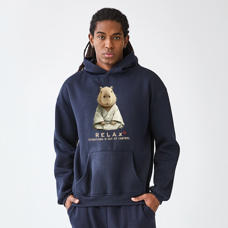 Tokyo-Tiger Zen Capybara：Relax, it's all chaos Aldult Fleece Hoodie