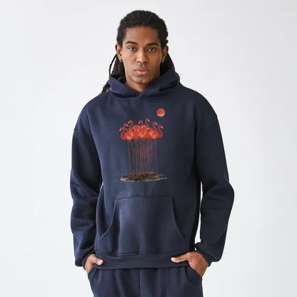 Tokyo-Tiger Flamingos at Dusk Aldult Fleece Hoodie