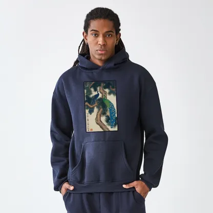 Tokyo-Tiger Peacocks in Snowy Pines Aldult Fleece Hoodie